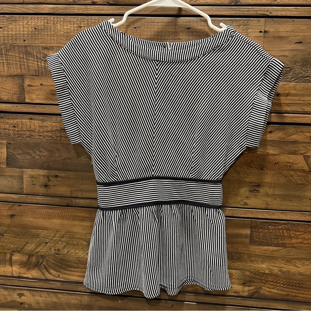 Monteau Navy and White striped blouse